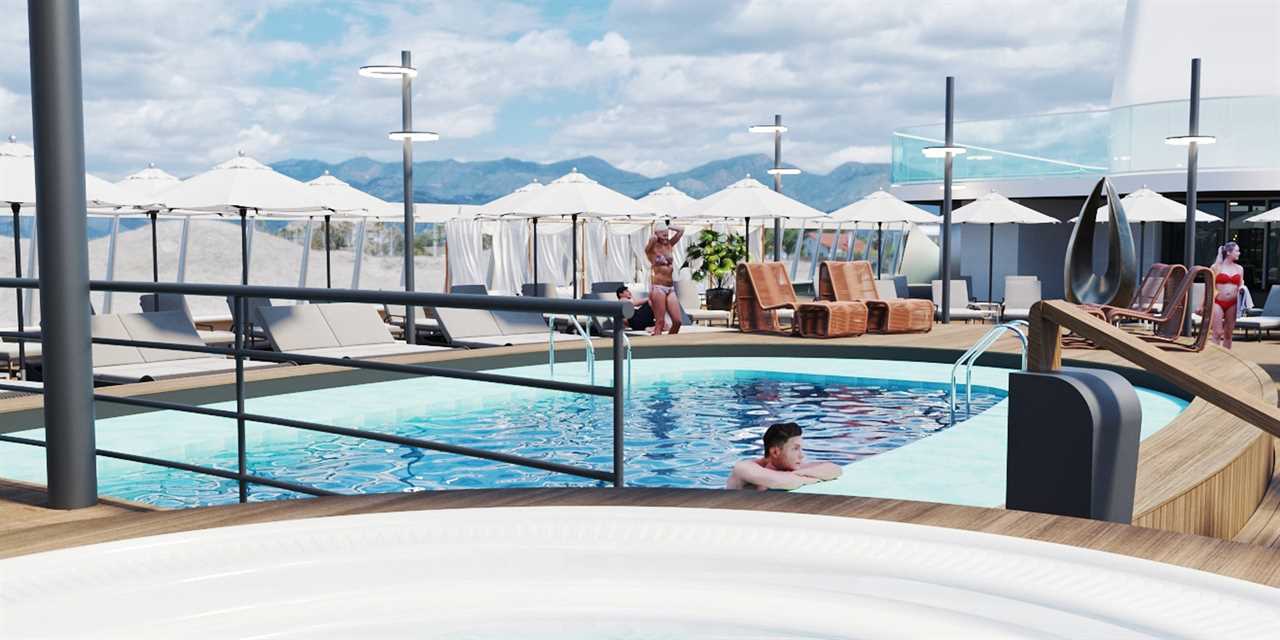 The pool deck aboard the MV Gemini with Life at Sea Cruises.