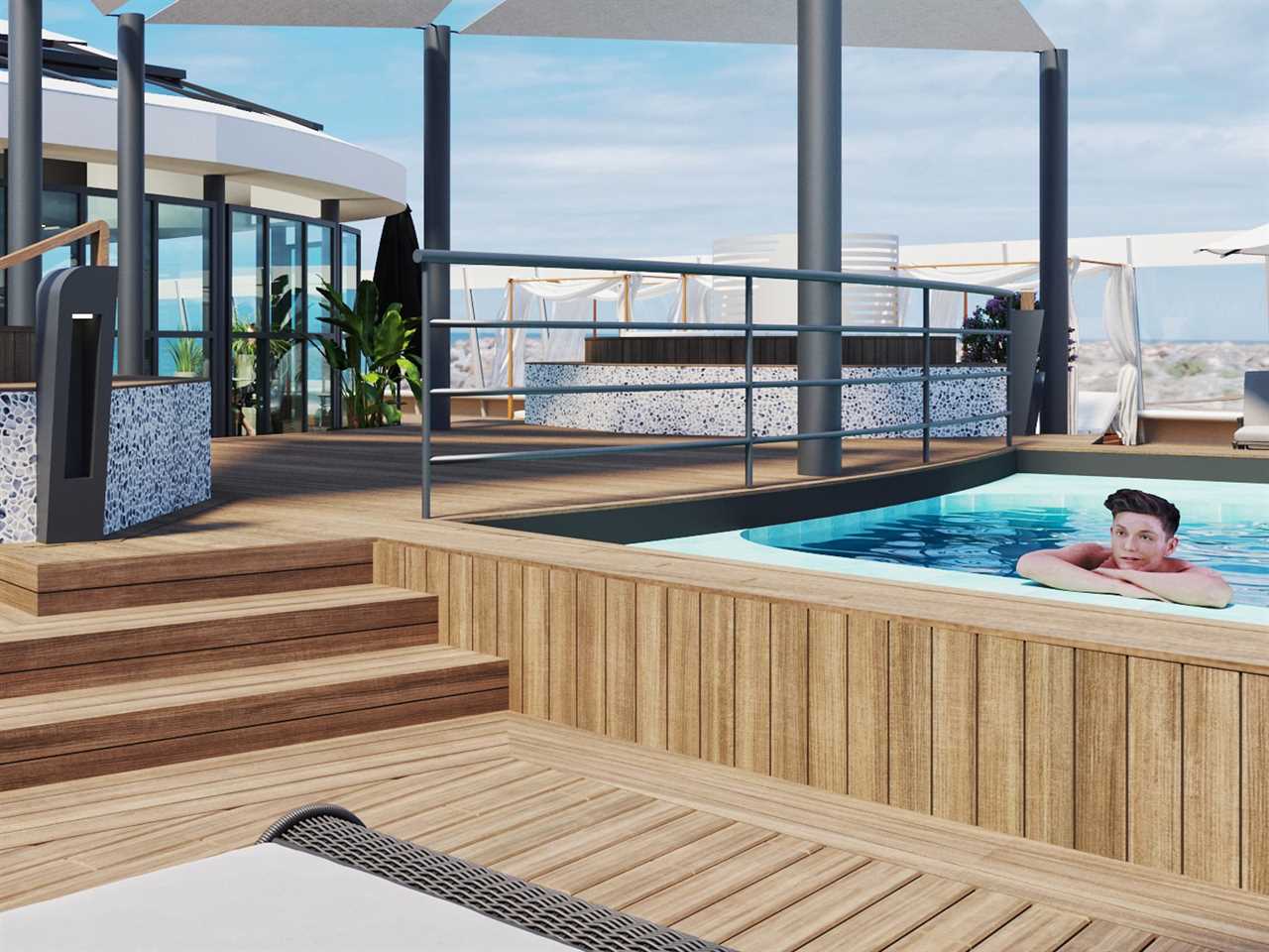 Pool deck on the MV Gemini with Life at Sea Cruises