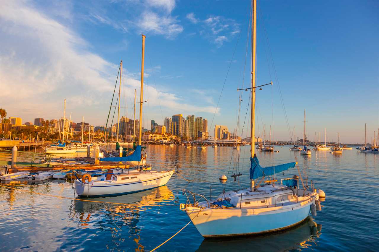 Sail boats docked on the bay 