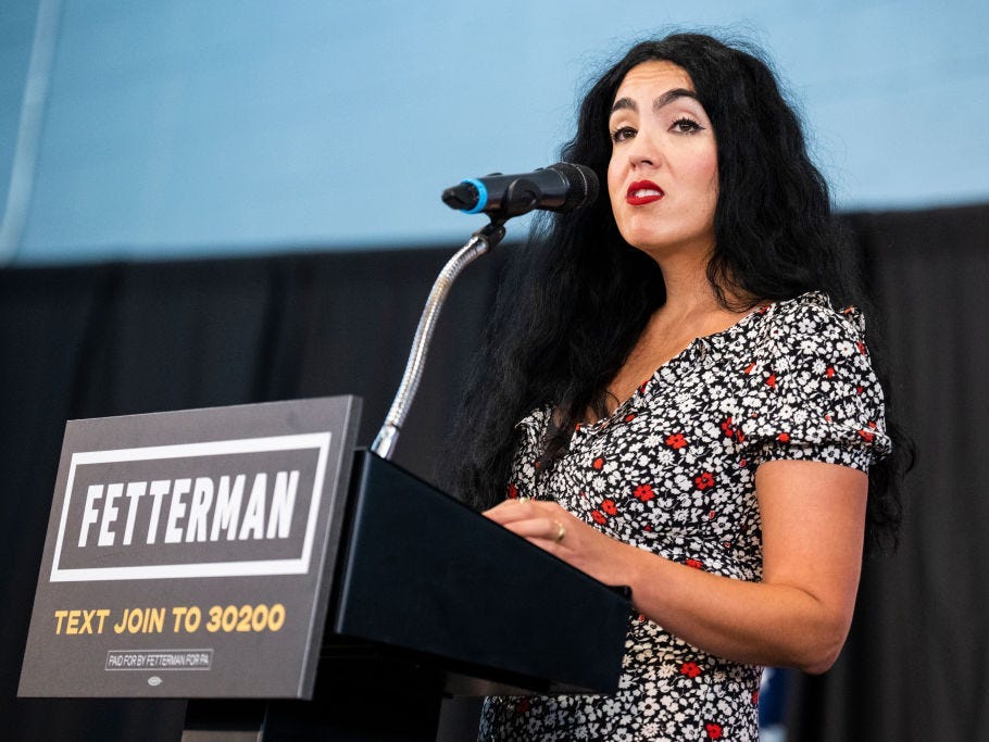 Gisele Fetterman speaks at a campaign event for John Fetterman