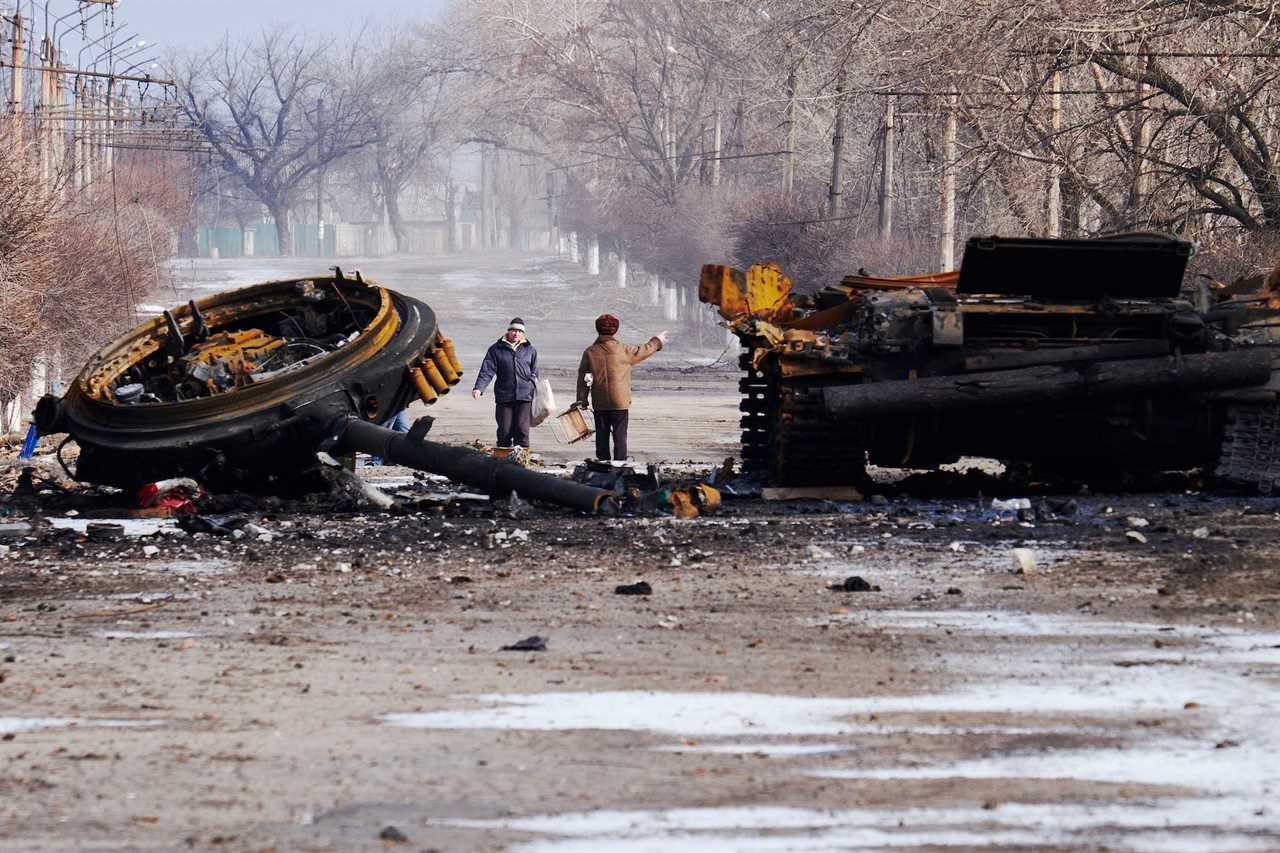 destroyed Ukrainian tank