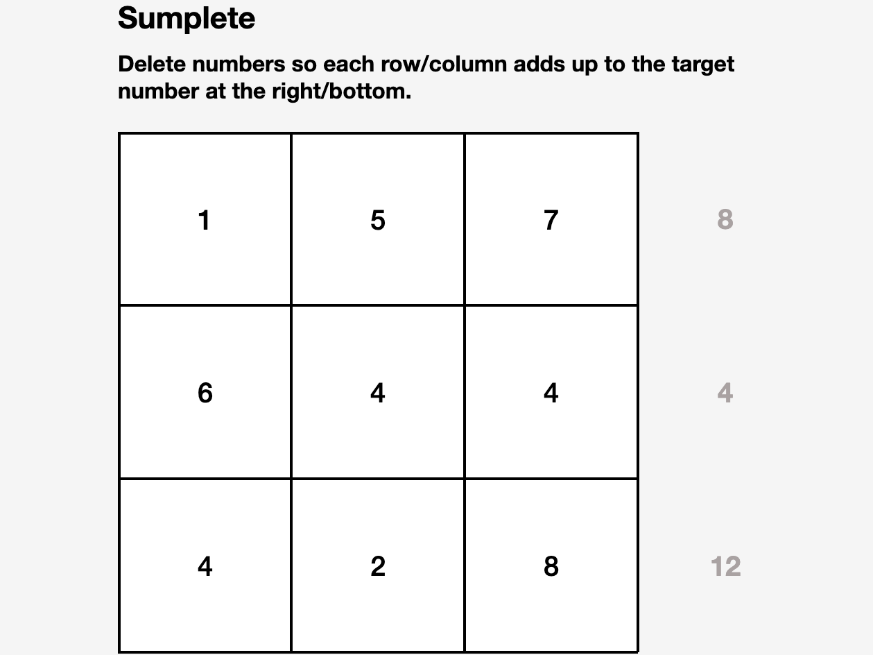 Sumplete, a Sudoku-inspired game created by ChatGPT