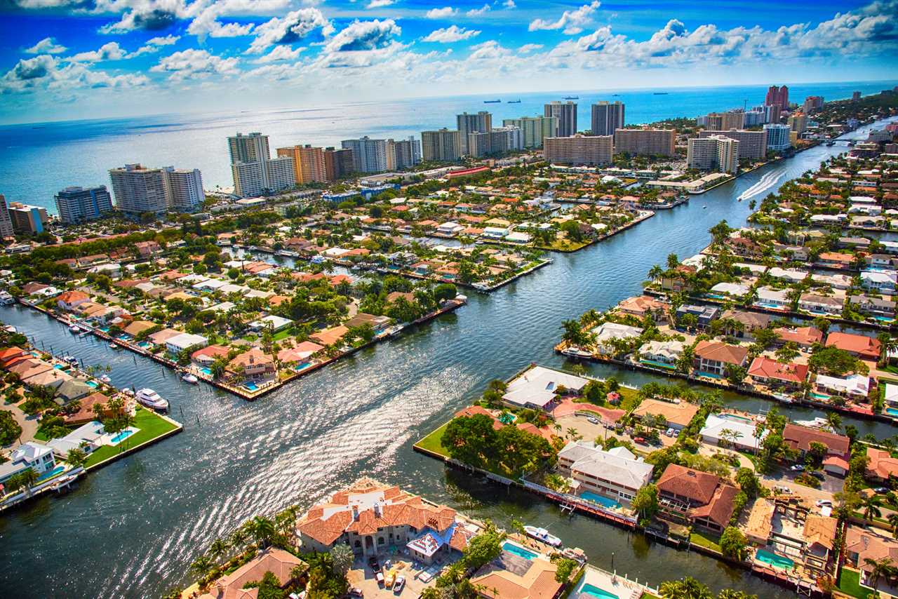 Pompano Beach intercoastal waterway and beach front neighborhoods 