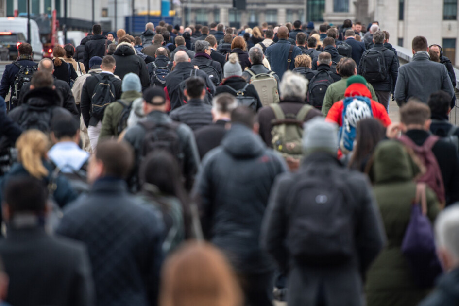 Crowds in Financial district