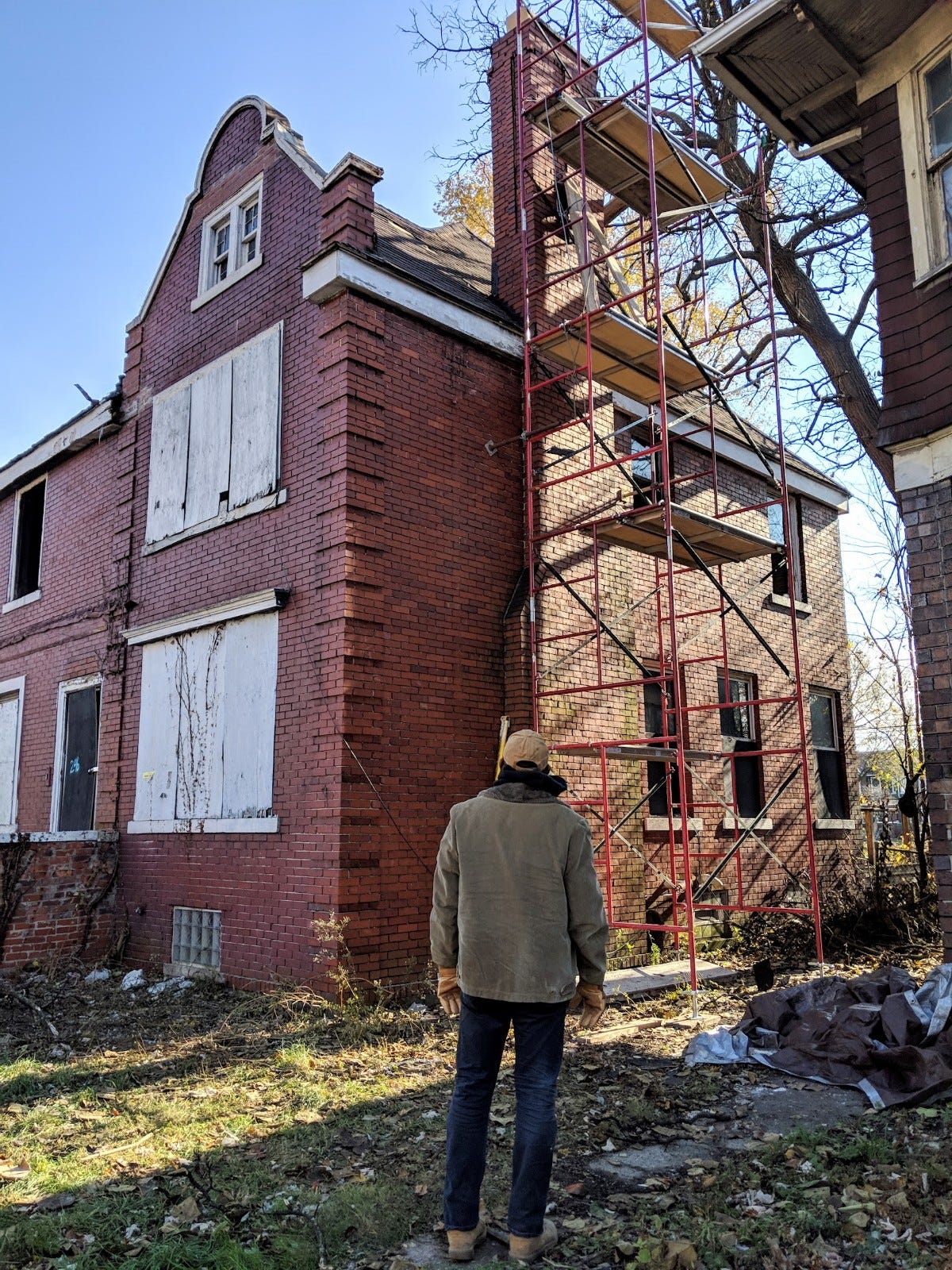 Kyle Dubay in front of the home he is renovating.