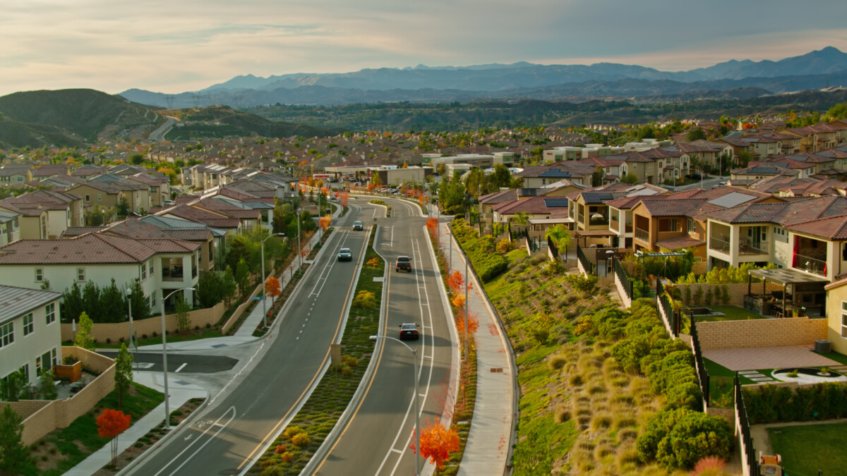 Drone Shot Along Skyline Ranch Road in Santa Clarita, California _  getty