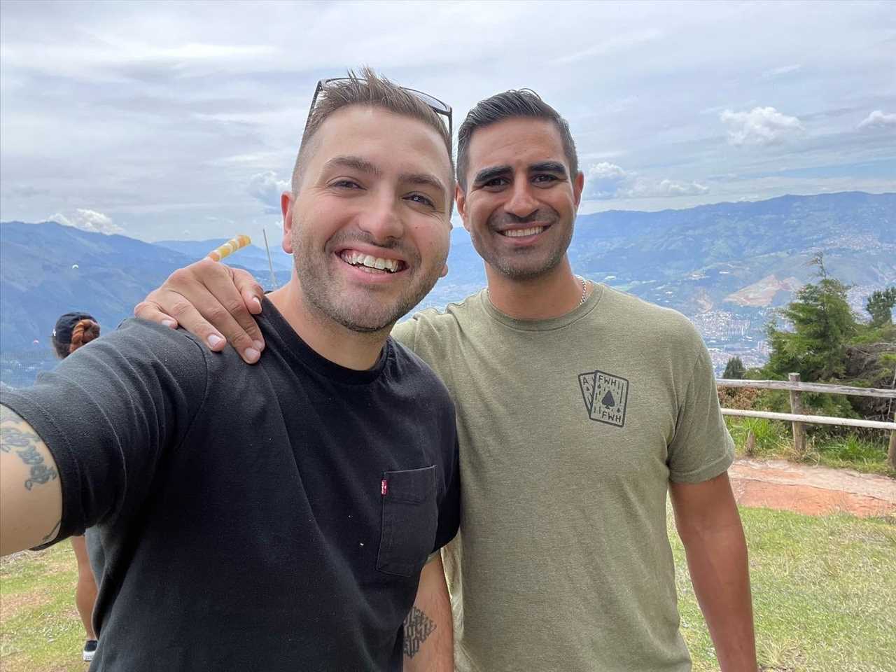 Cody May (left) and friend traveling.