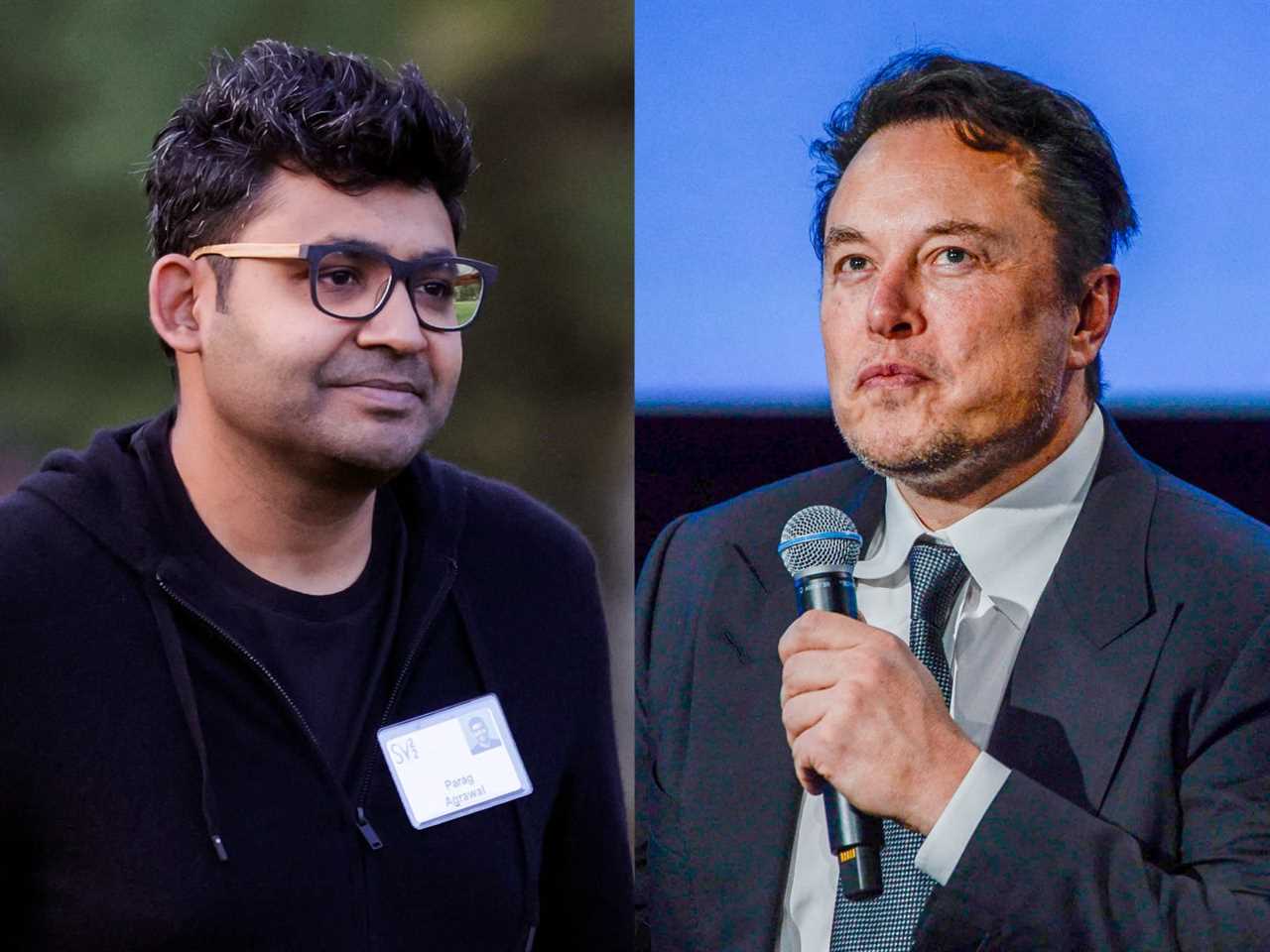 Twitter CEO Parag Agrawal; Tesla CEO Elon Musk