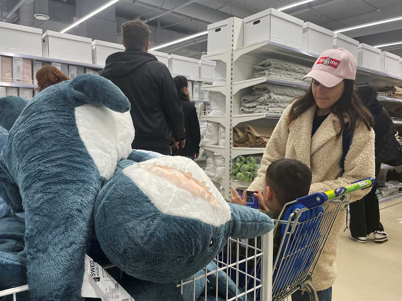 Customers at the new Swed House store in Moscow on April 15.