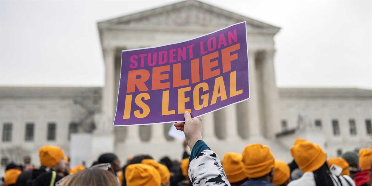 Student debt rally outside Supreme Court