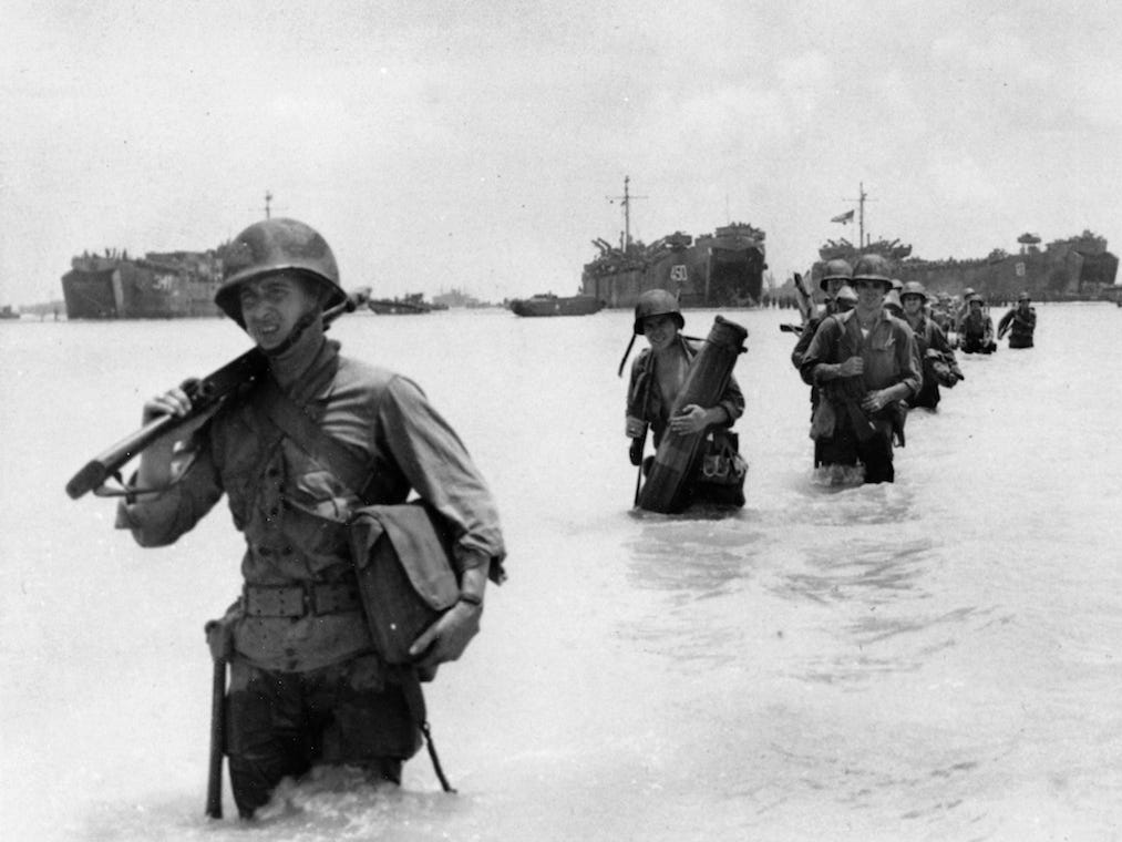 US Army World War II WWII Japan Saipan invasion beach