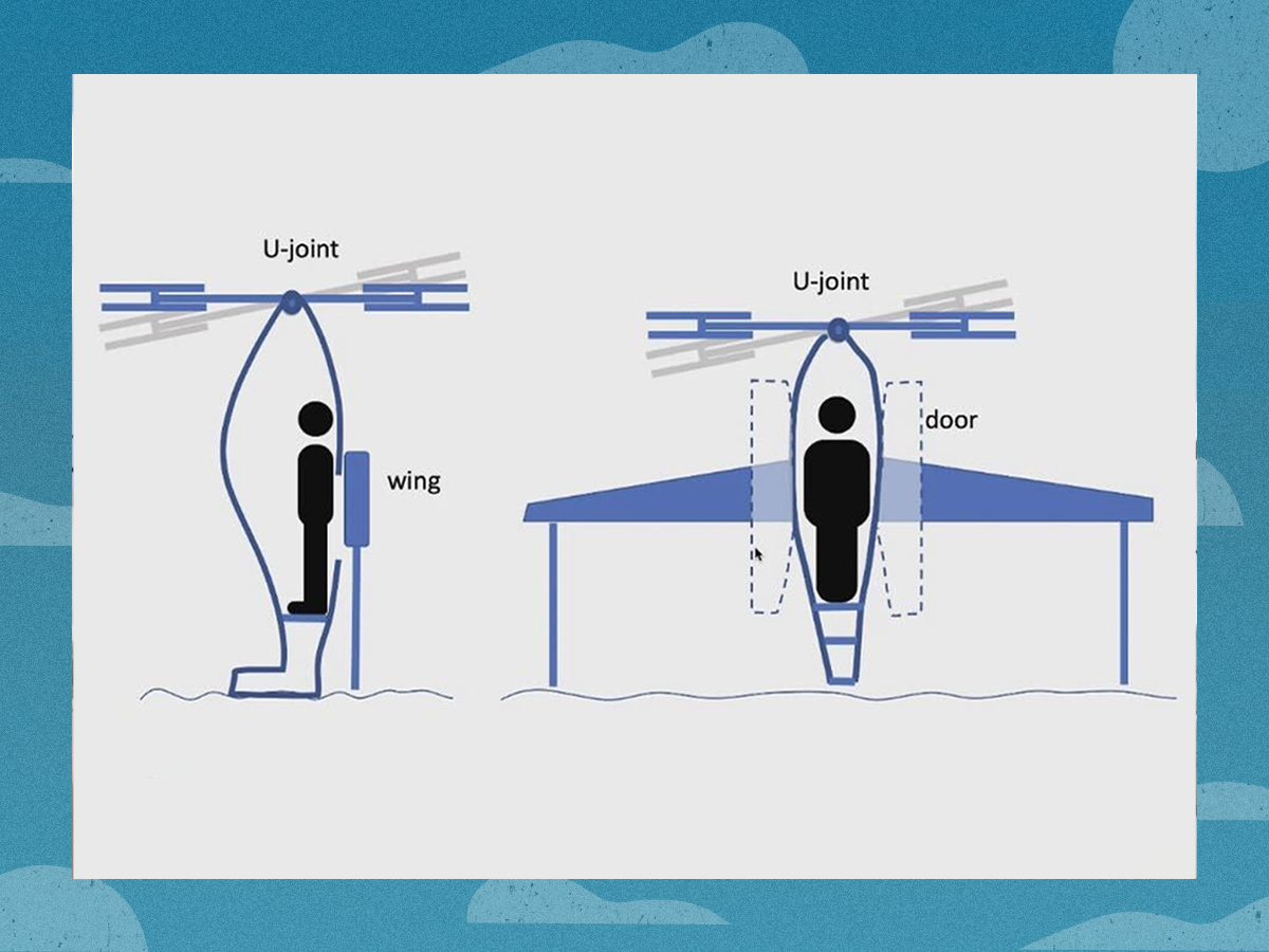 Image of tailsitter aircraft design against a blue background