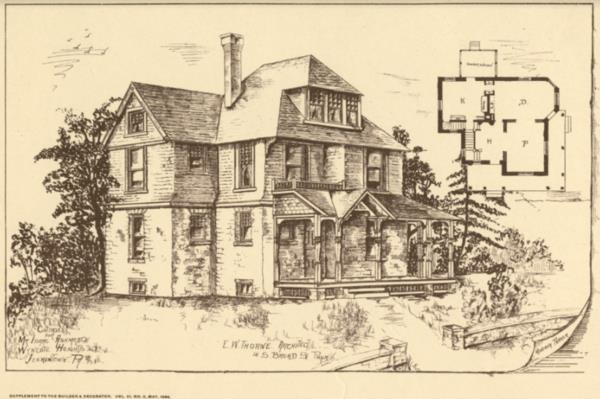 Minerva Parker Nichols designed Rebecca and Matt Lisowski’s home while still an apprentice with architect Edward W. Thorne, signing a sketch in the lower right hand corner.