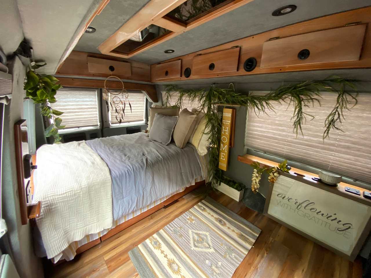 The interior of Nate's van.