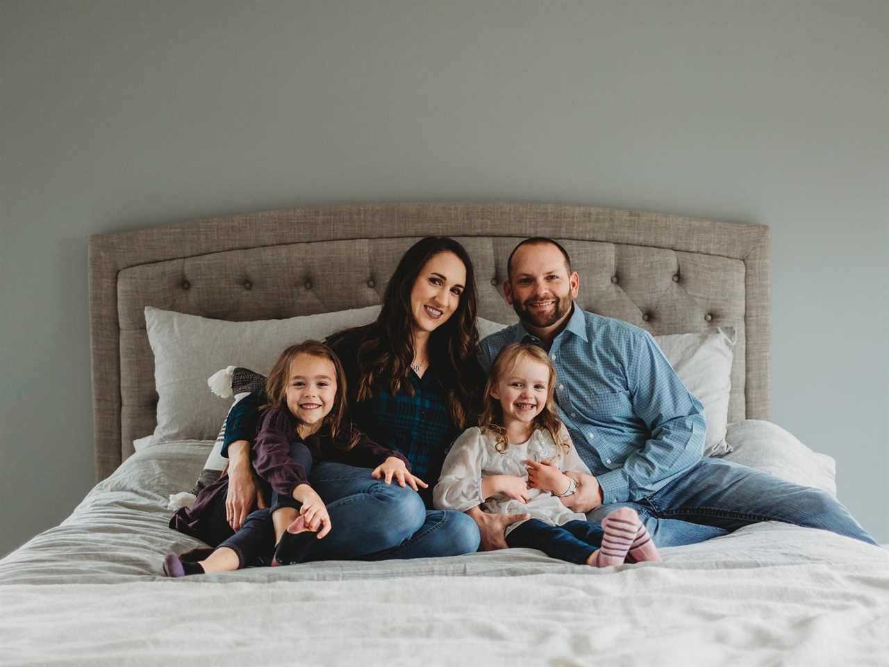 Colleen Roberts and her family in their bedroom