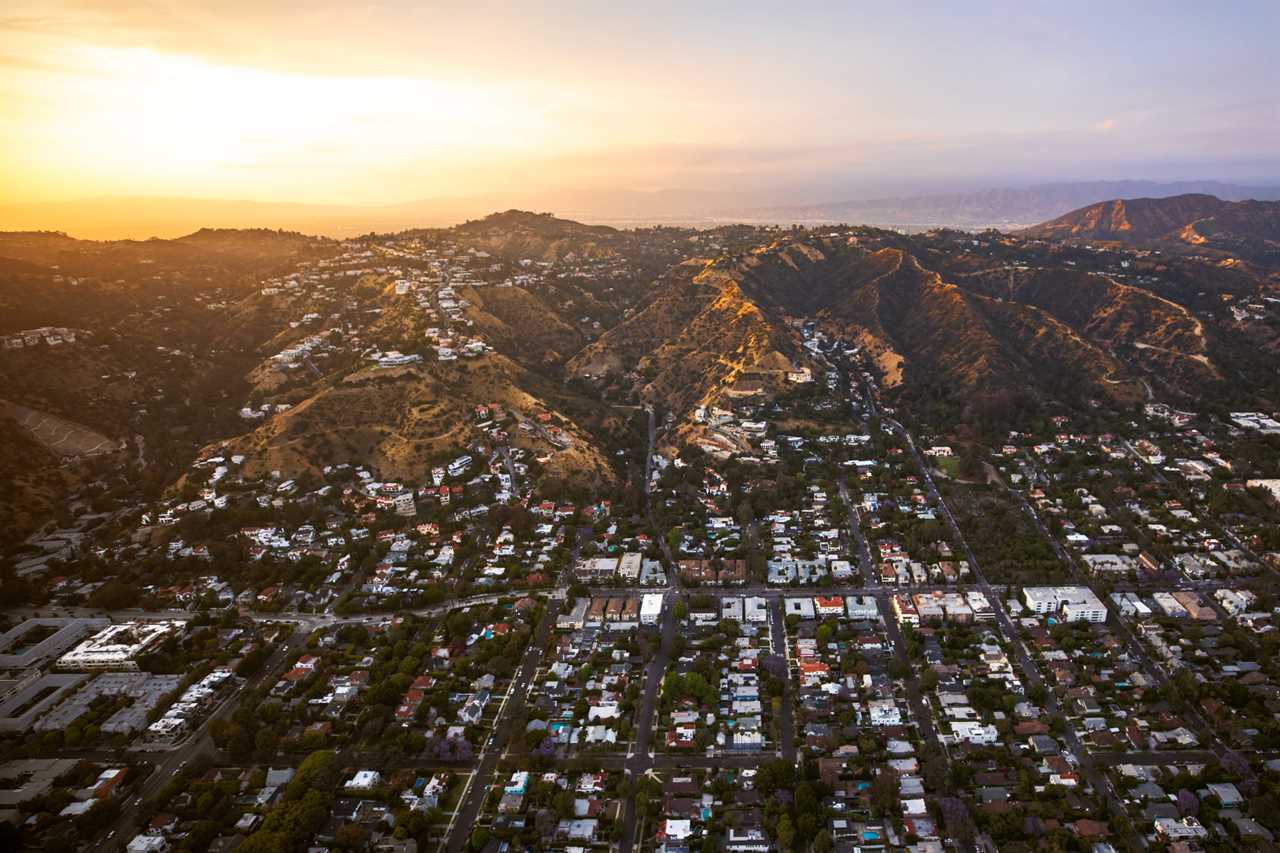 An aerial view of the Hollywood Hills.