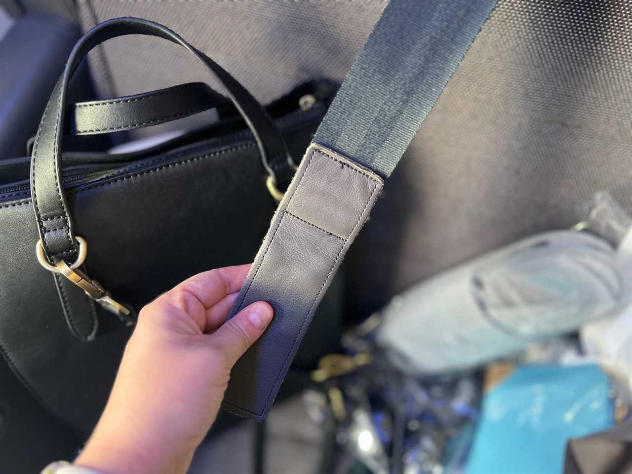 The chest-strap seatbelt in "The Room" on ANA.