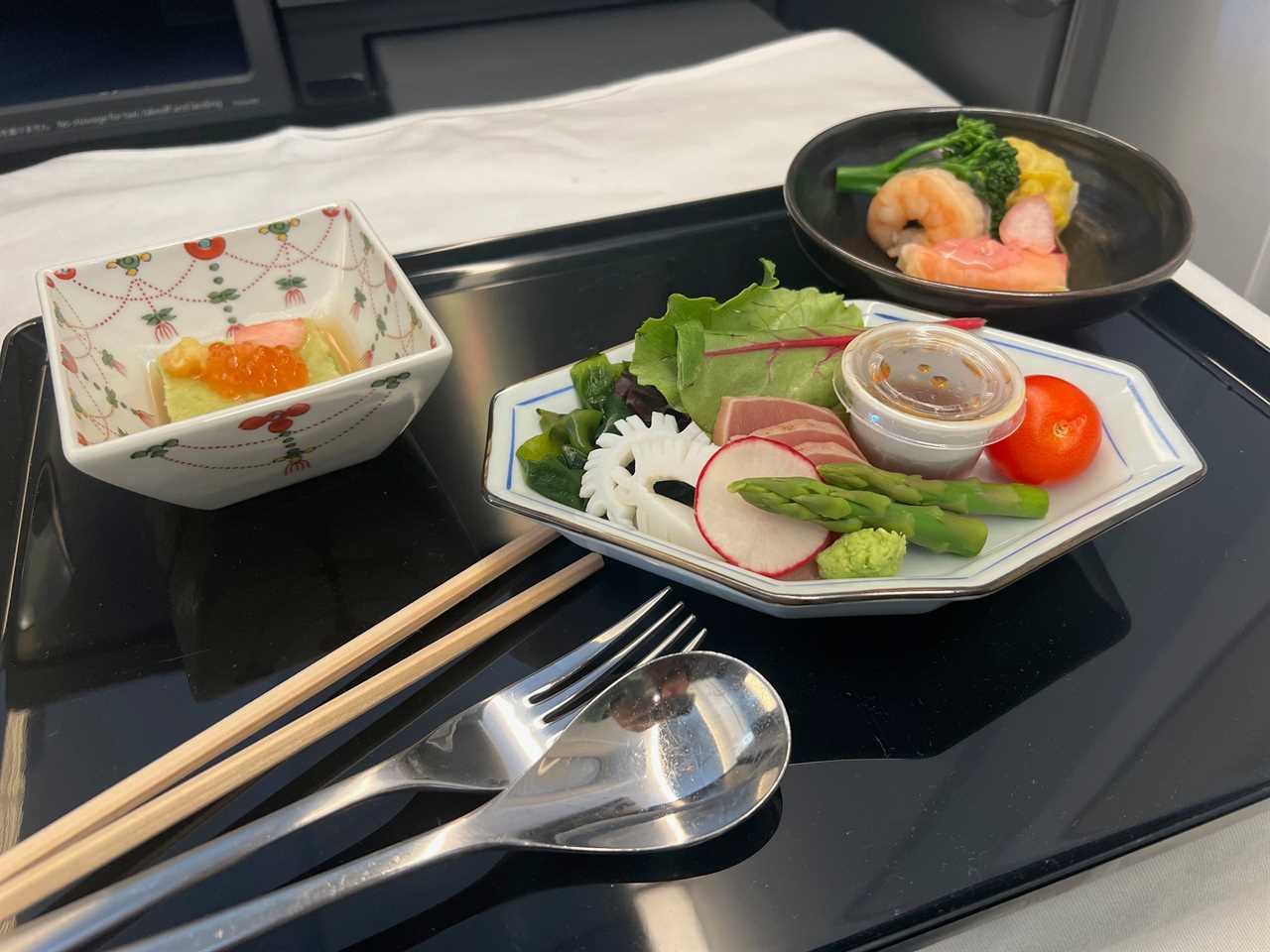 The Japanese cuisine on the flight.