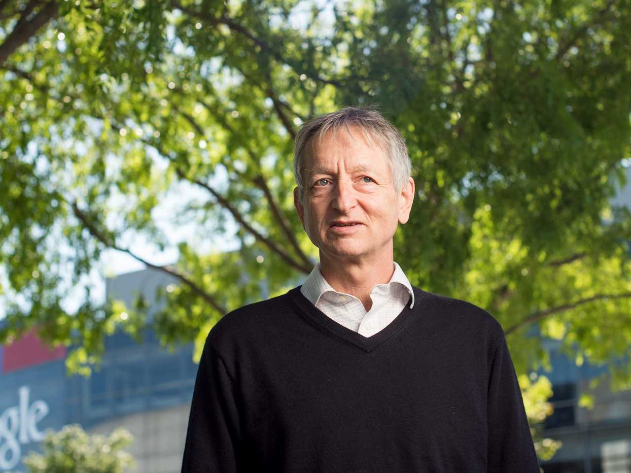 Computer scientist Geoffrey Hinton stood outside a Google building