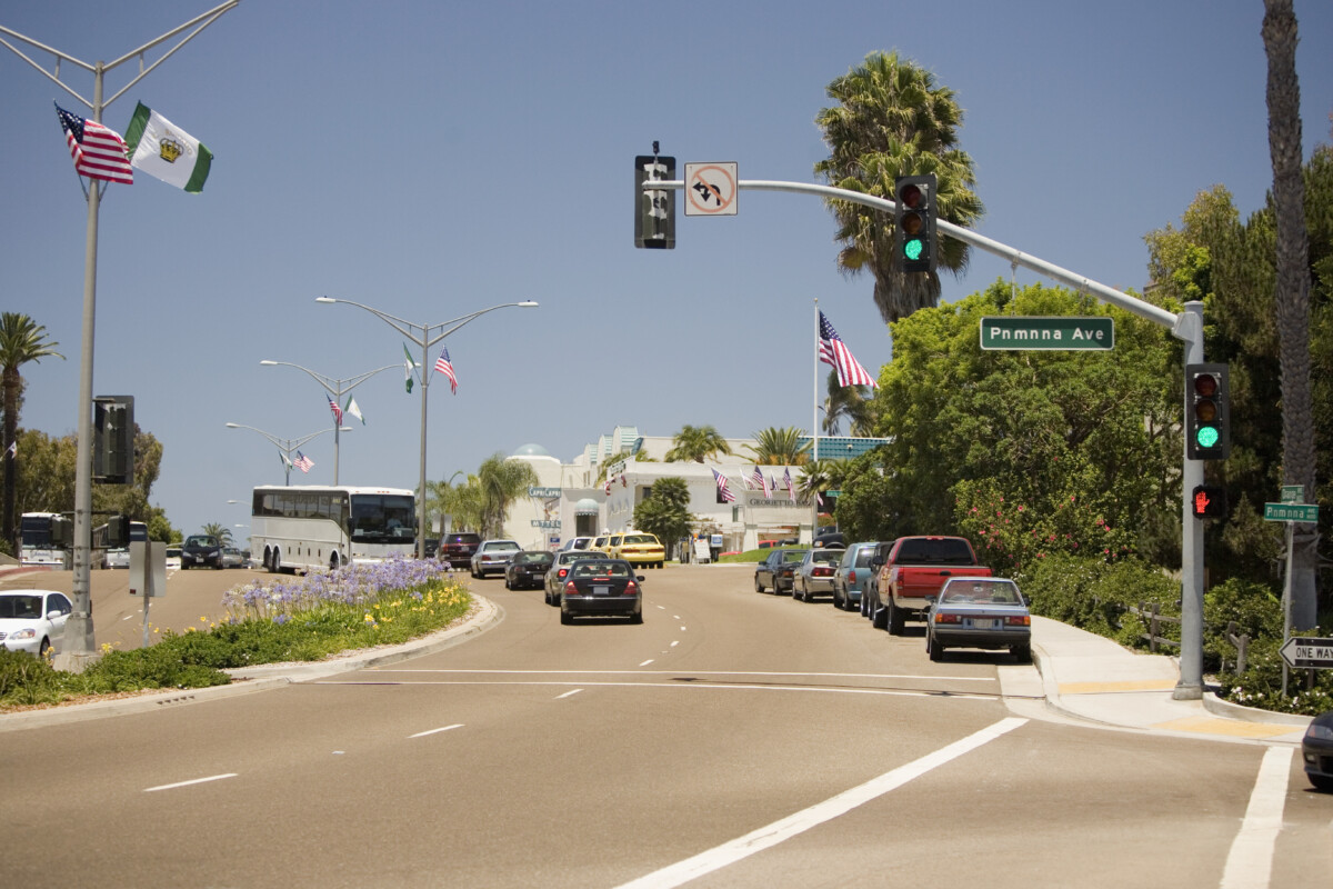 Traffic on a nearby street in San Diego