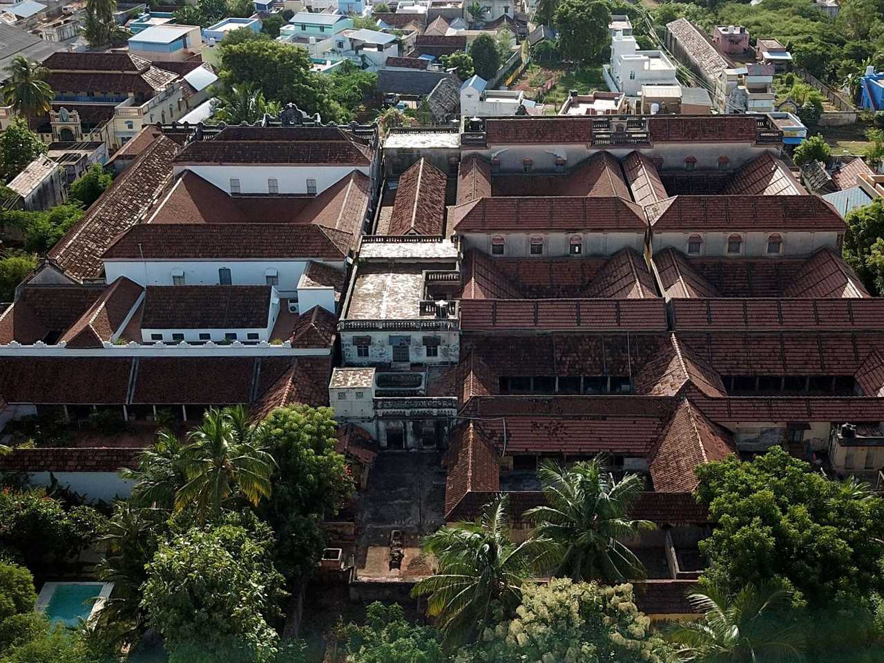 An aerial view shows mansions in India's Tamil Nadu state in 2021.