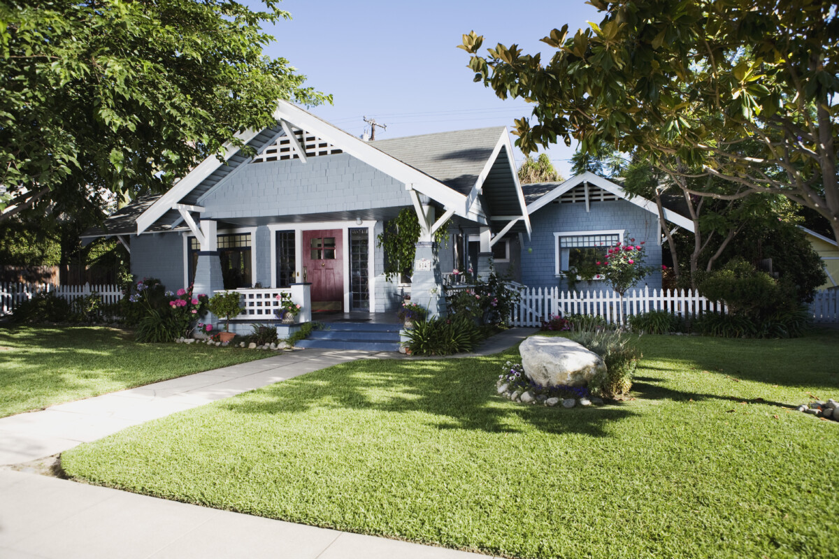 Craftsman home exterior and front yard _ getty