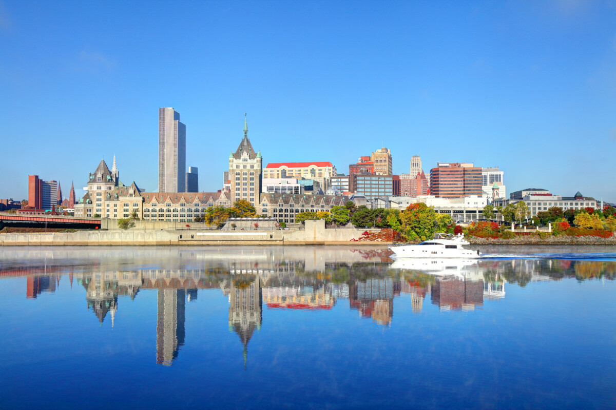 Downtown Albany skyline along the Hudson River