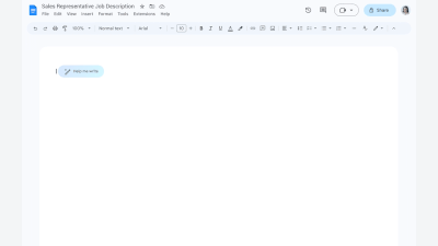 A GIF showing AI generating a job description in Google Docs. 