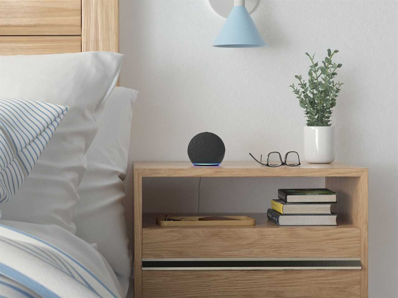 Amazon Echo Dot on bedside table