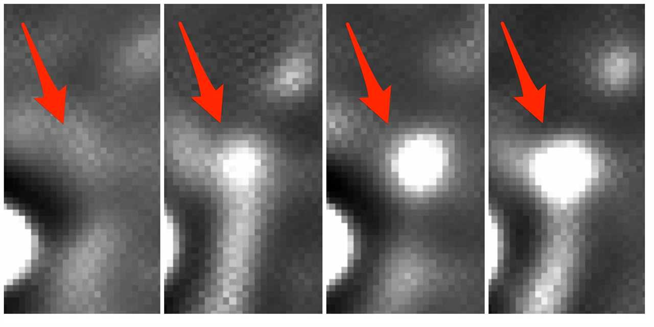 A photomontage shows pictures taken at regular intervals showing the explosion evolve over time.