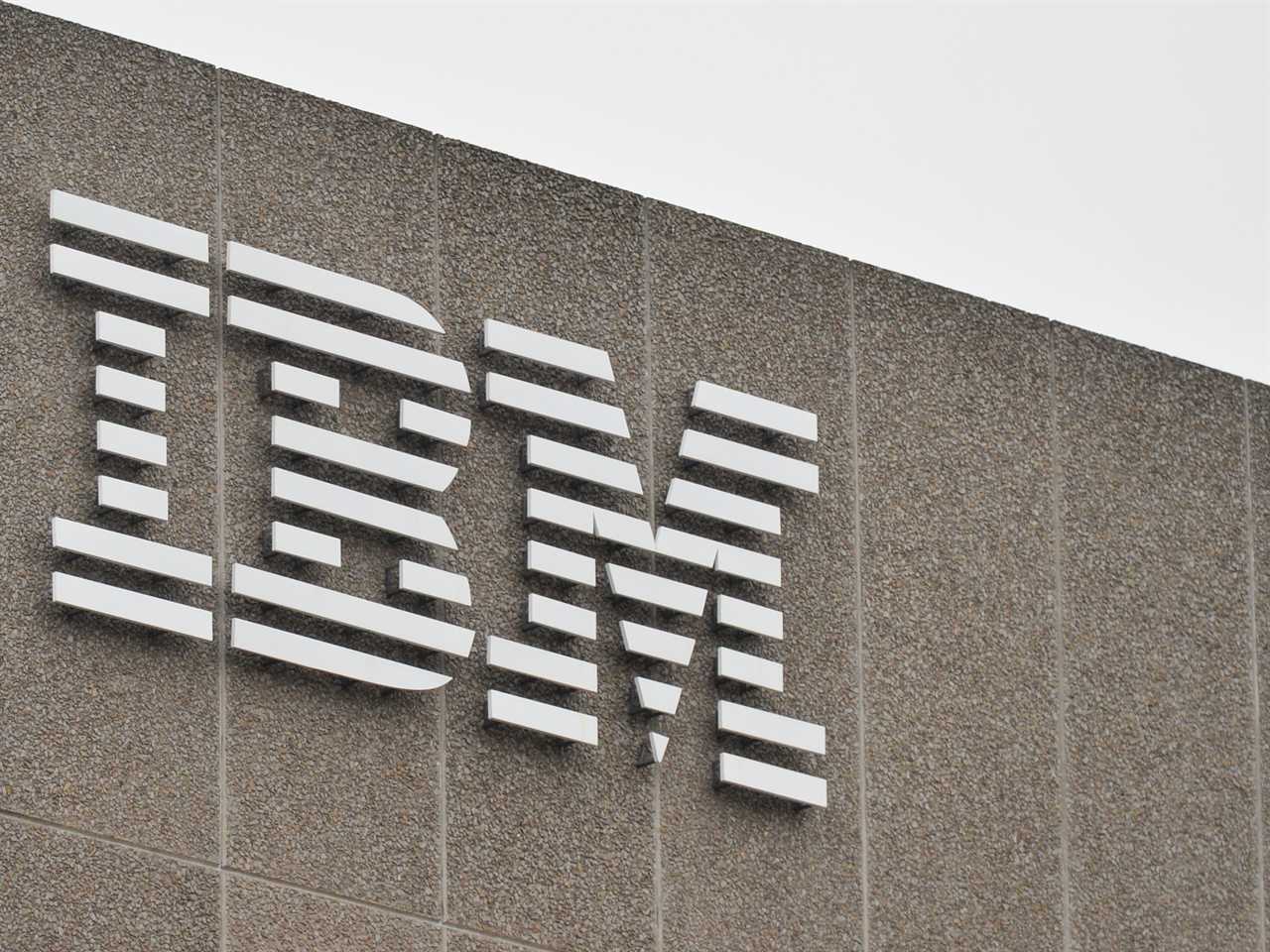 An IBM logo seen on a building near the Queen's Walk area, Central London