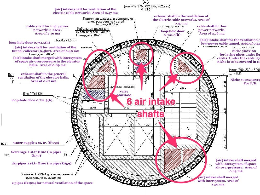 Diagram showing interior of tunnel complex.