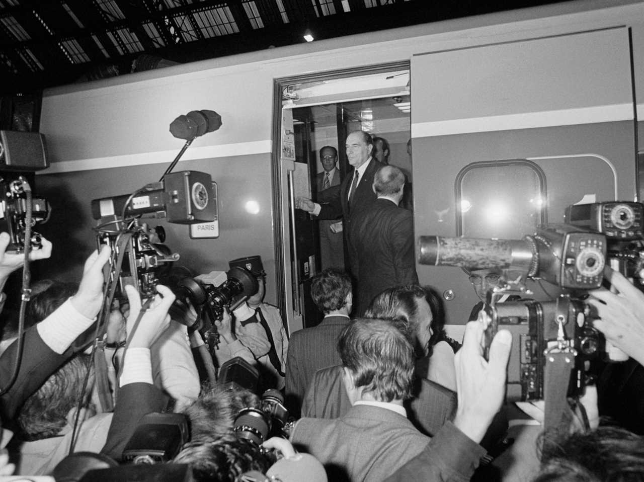 Former French president Francois Mitterrand and his family at the TGV inauguration in 1981.