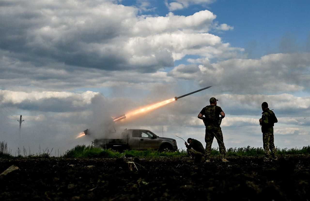 Servicemen of one of the brigades of the Territorial Defence Forces of the Armed Forces of Ukraine carry out a combat mission with the help of the Partizan portable multiple rocket launcher system.