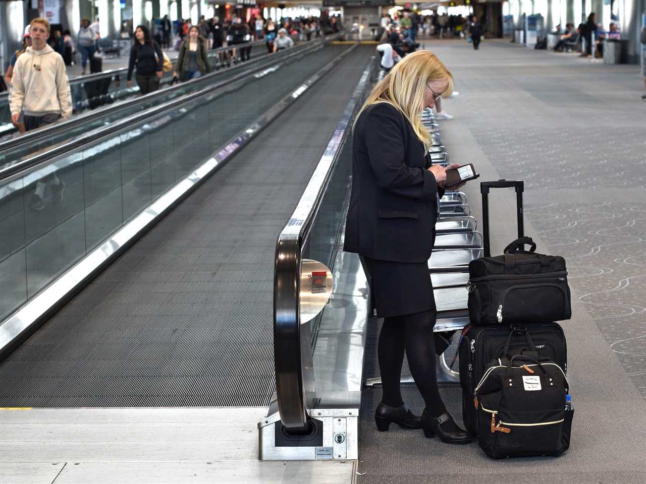 Flight attendant at Denver International Airport.