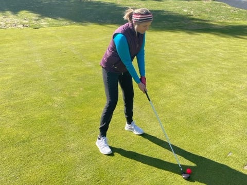 Leslie golfing at Tumble Creek course