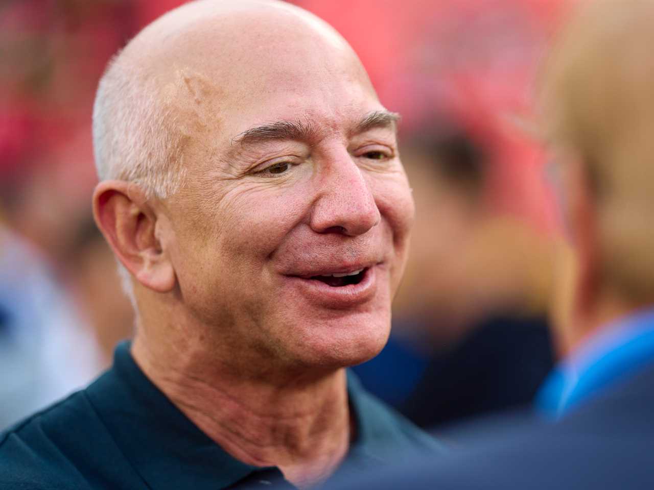 Jeff Bezos looks on from the sidlines before kickoff between the Kansas City Chiefs and Los Angeles Chargers at GEHA Field at Arrowhead Stadium on September 15, 2022 in Kansas City, Missouri.