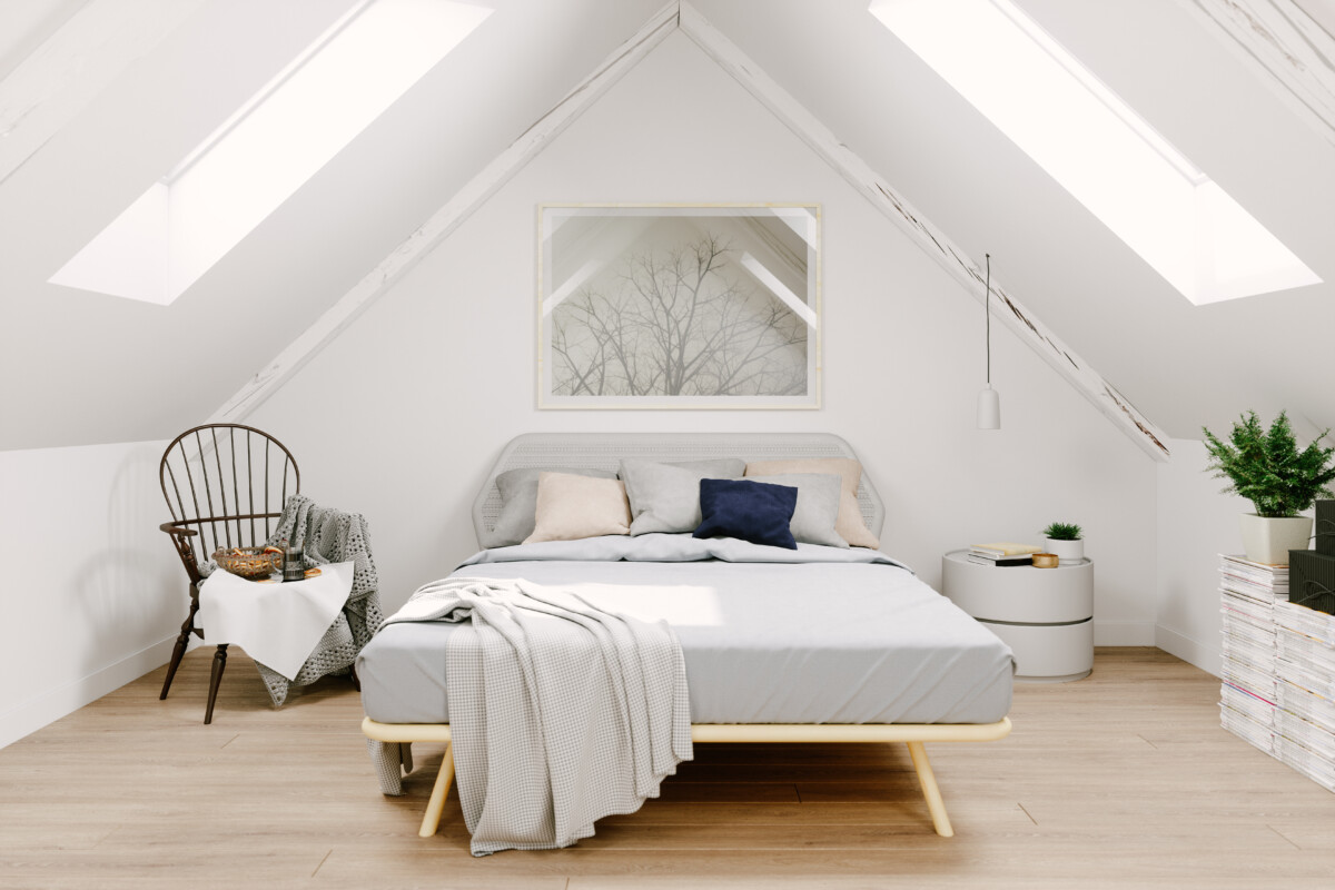 Scandinavian Style Attic Bedroom Interior