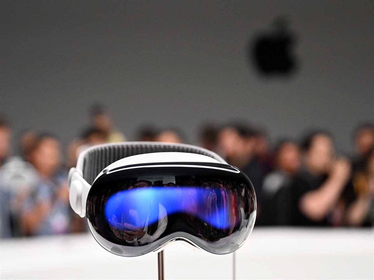 Apple Vision Pro headset on display in Cupertino, California