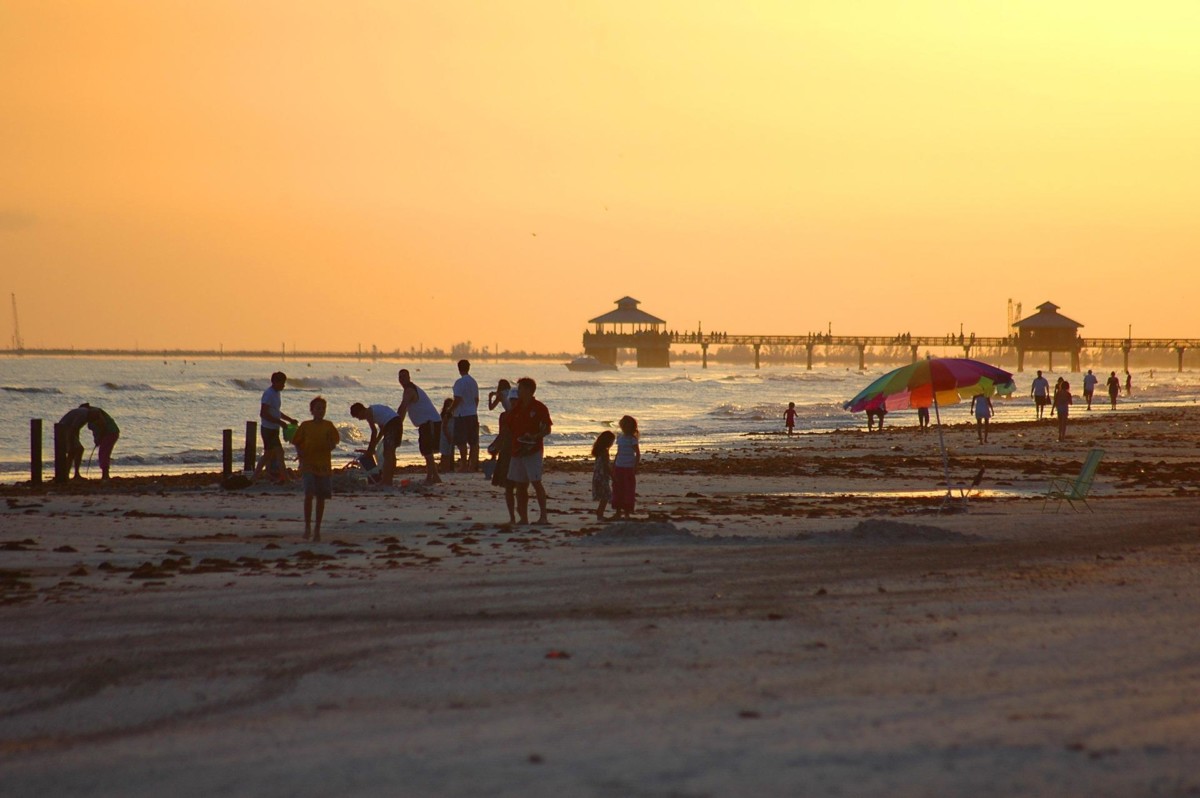 fort myers beach at sunset