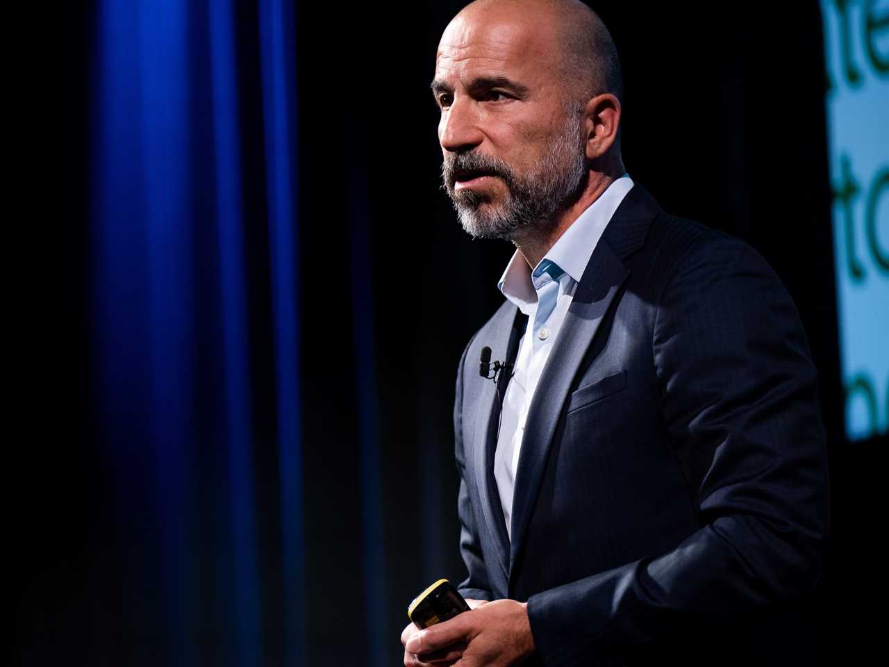 Uber chief executive Dara Khosrowshahi speaks as Uber announces new sustainability features during an event at BAFTA in Piccadilly, London.Picture date: Thursday June 8, 2023.