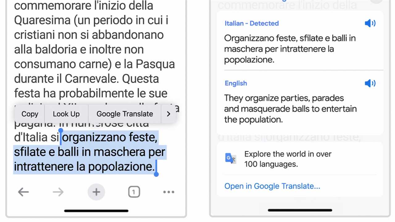 Chrome iOS translate