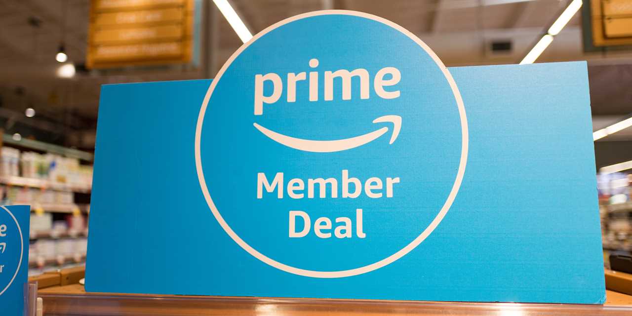 A sign inside Whole Foods that reads "Prime Member Deal."