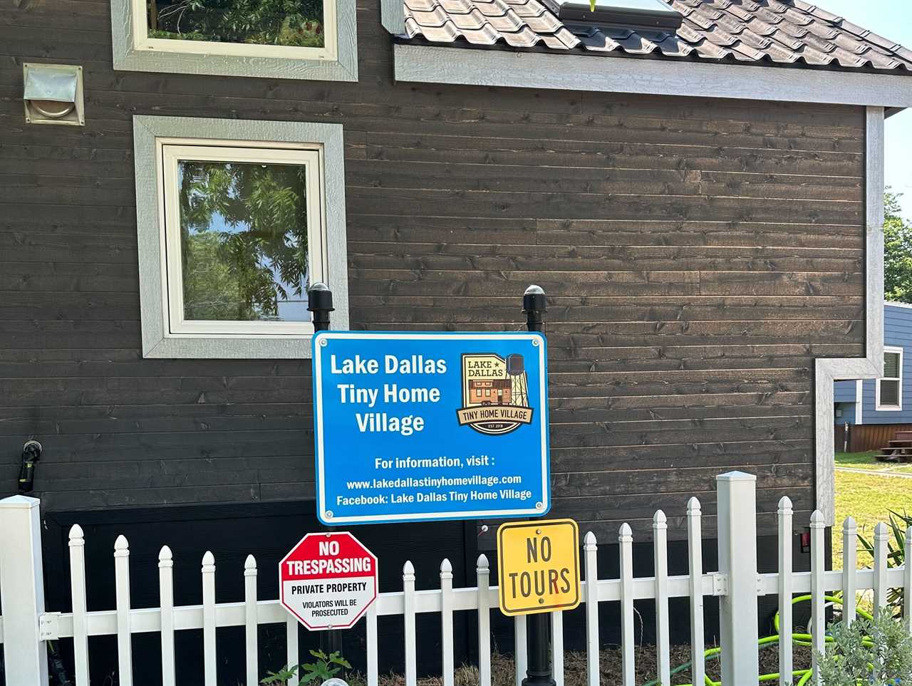 Lake Dallas Tiny Home Village sign