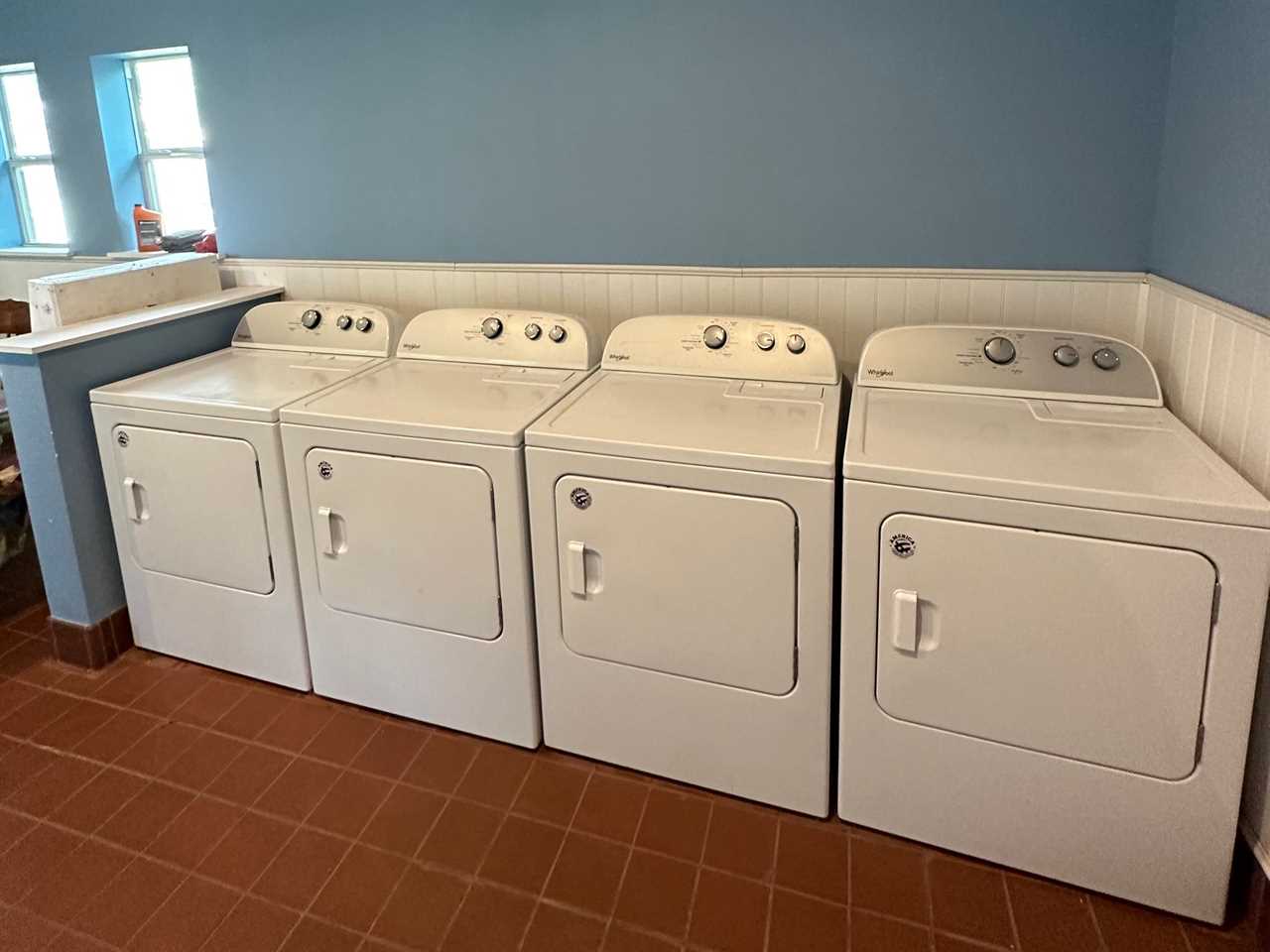 The laundry room at Lake Dallas Tiny Home Village.