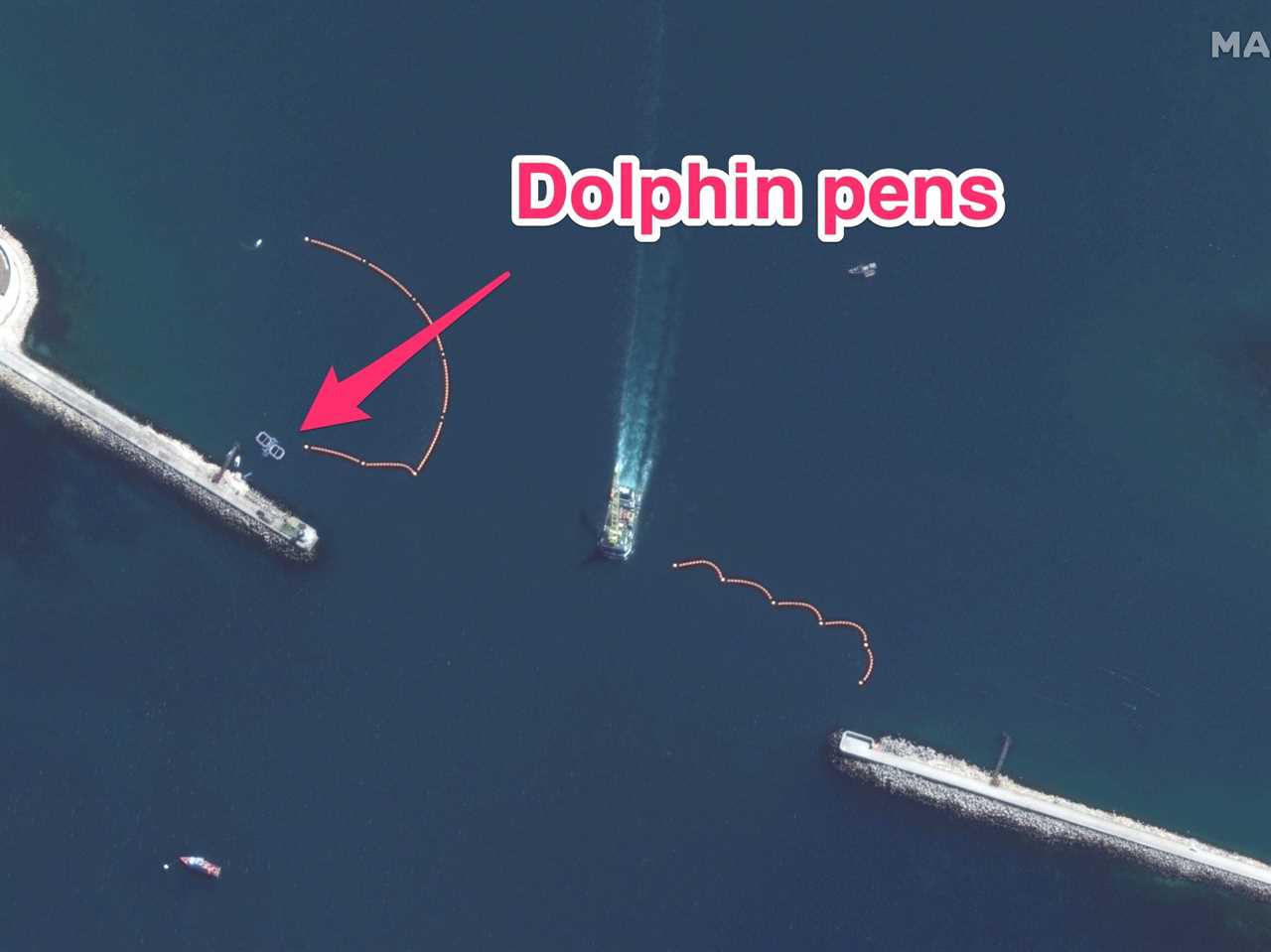 Dolphin pens at the entrance to the Sevastopol Bay