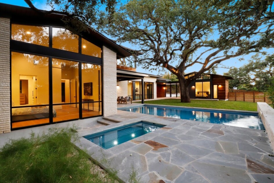 Modern home with large windows and clean lines