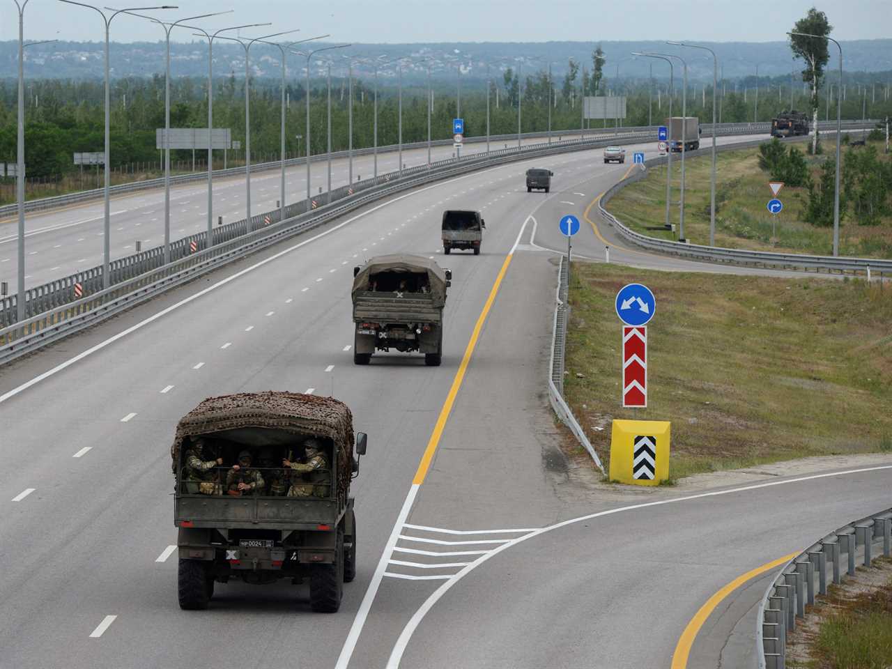 Wagner military column passes Russian city of Voronezh.