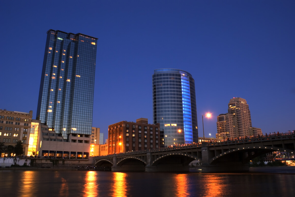 Grand River at night