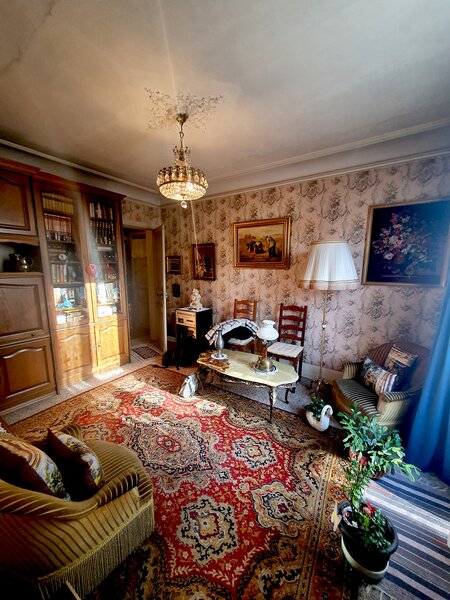 The former living room has been converted into the bedroom.